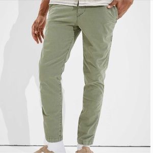 American Eagle Outfitters Sage Green Slim Straight Casual Chino Jeans Trousers